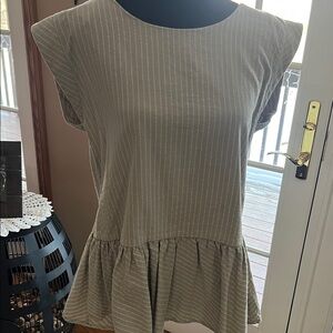 L&B Striped Tan Blouse